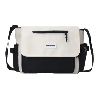 Warrior Nylon Messenger Bag, Shoulder Bag Unisex Black/Khaki