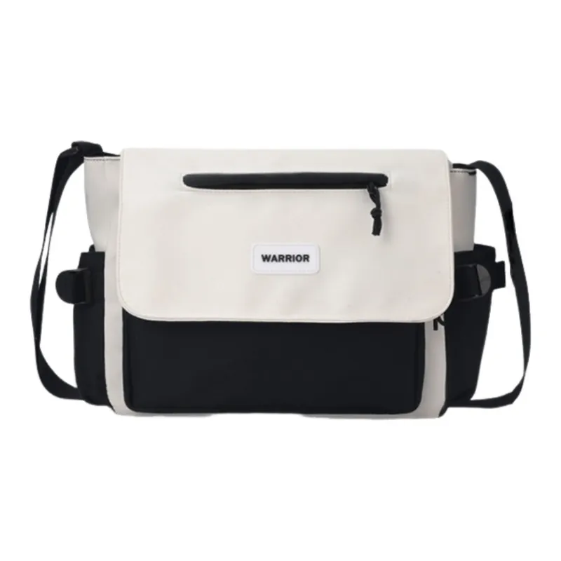 Warrior Nylon Messenger Bag, Shoulder Bag Unisex Black/Khaki-0