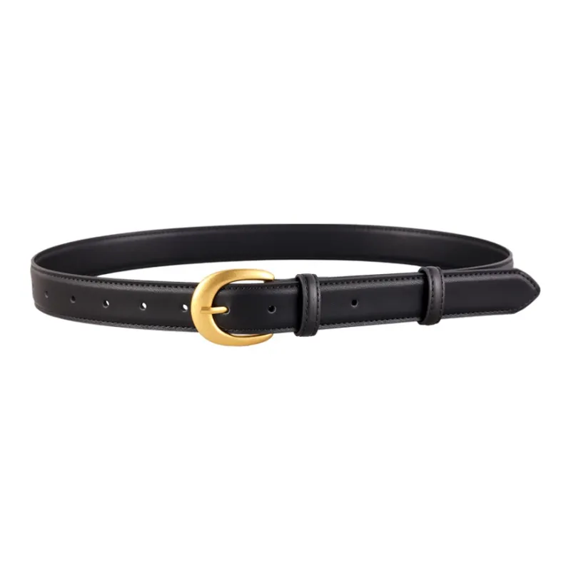 Jeccieziio Cow Leather Belts Women's Gold Width 2.8CM-5