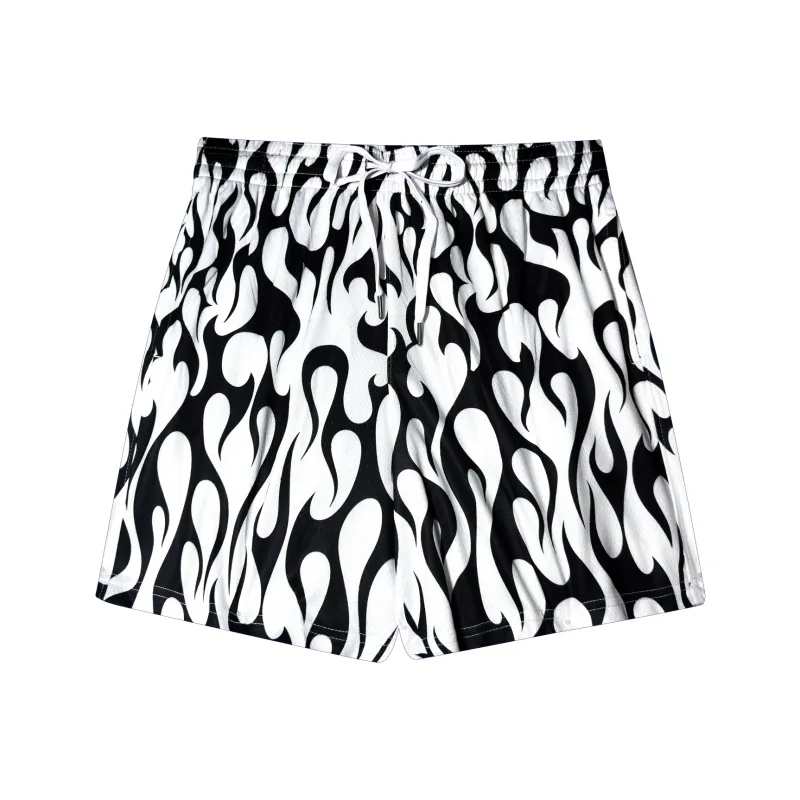 AWAO Casual Shorts Unisex Black Flame-0
