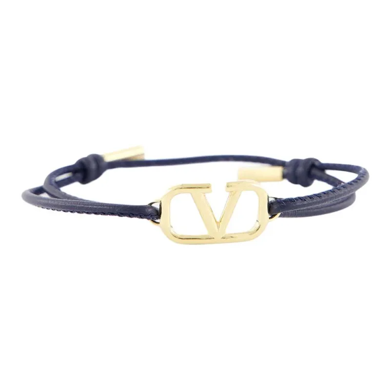 Valentino Nappa Leather Bracelets Unisex Marine Blue-0