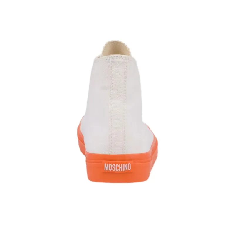 MOSCHINO High Top Canvas Shoes Men's White-3