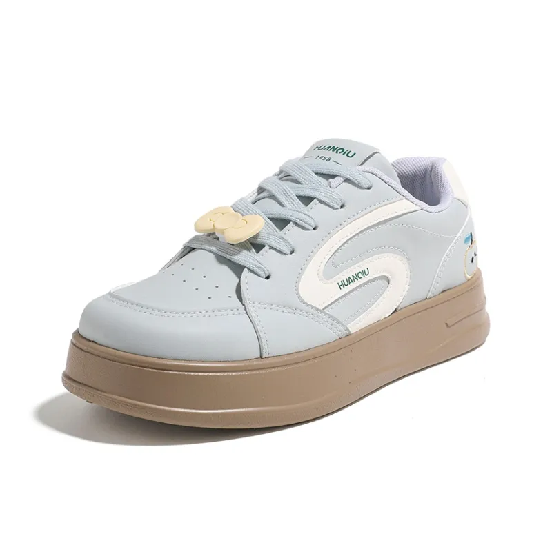 HUANQIU Cushioning, Abrasion Resistant, Height Increasing Low Top Skateboard Shoes Women's Blue-1