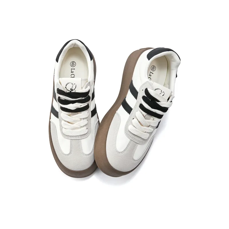 La Chapelle Anti Slip Wear Resistant Skateboard Shoes Women's White Black-2