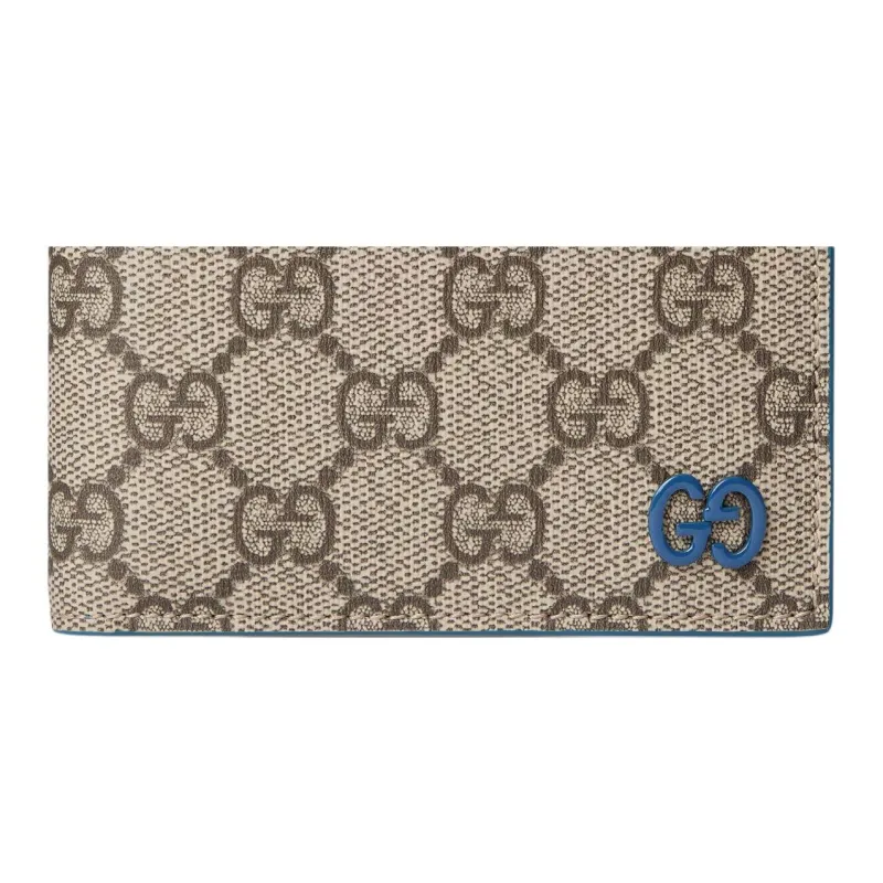 GUCCI GG Supreme Leather Wallet Men's Beige & Dark Brown-5