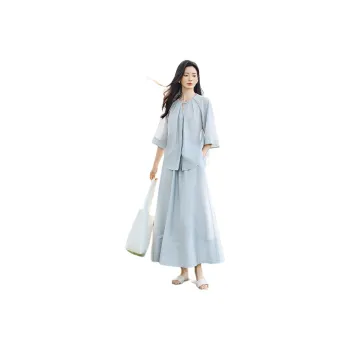 IHIMI Two Piece Skirt Sets Women's Light Gray Blue