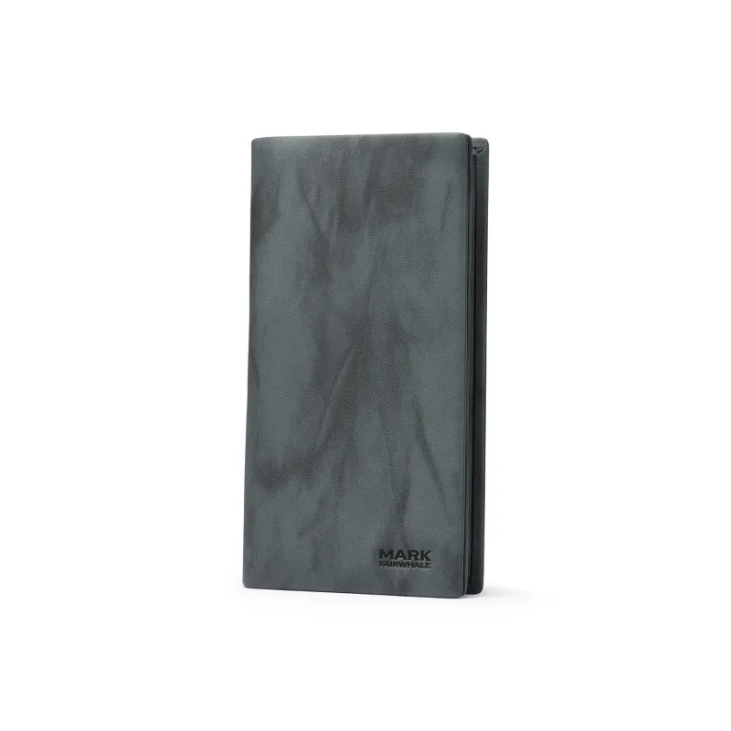 FAIRWHALE Top Grain Cow Leather Wallet Men's Gray Green-1