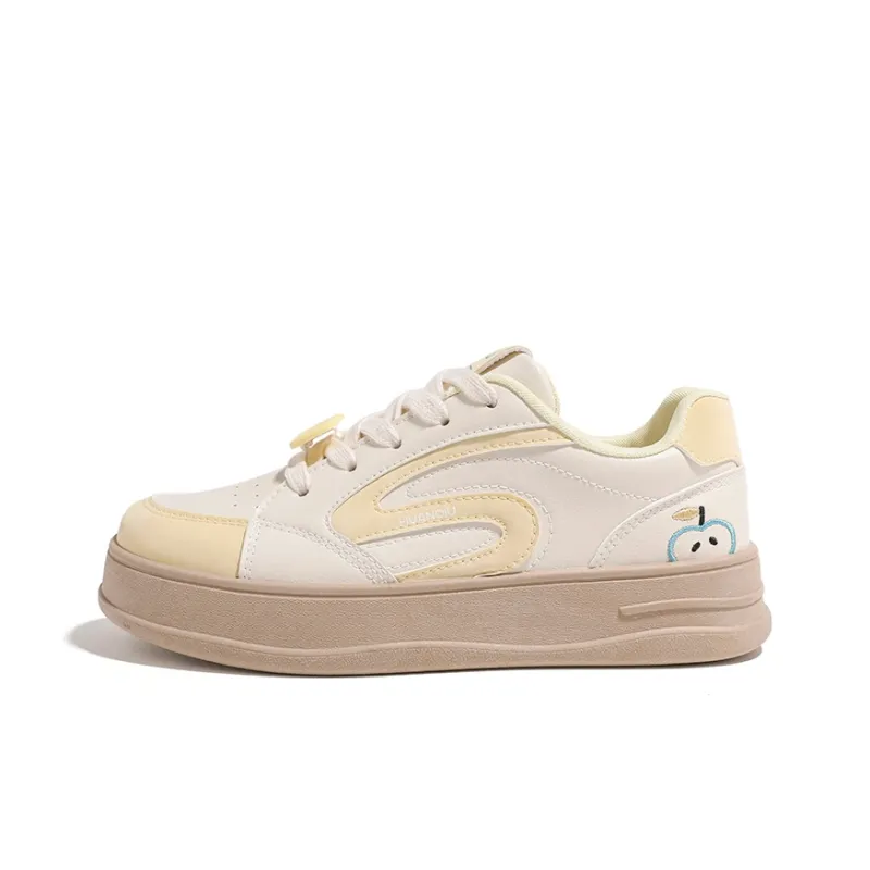 HUANQIU Cushioning, Abrasion Resistant, Height Increasing Low Top Skateboard Shoes Women's Yellow-0