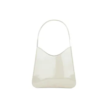SAINT LAURENT Patent Leather Hobo Shoulder Bag Women's Bright Gray