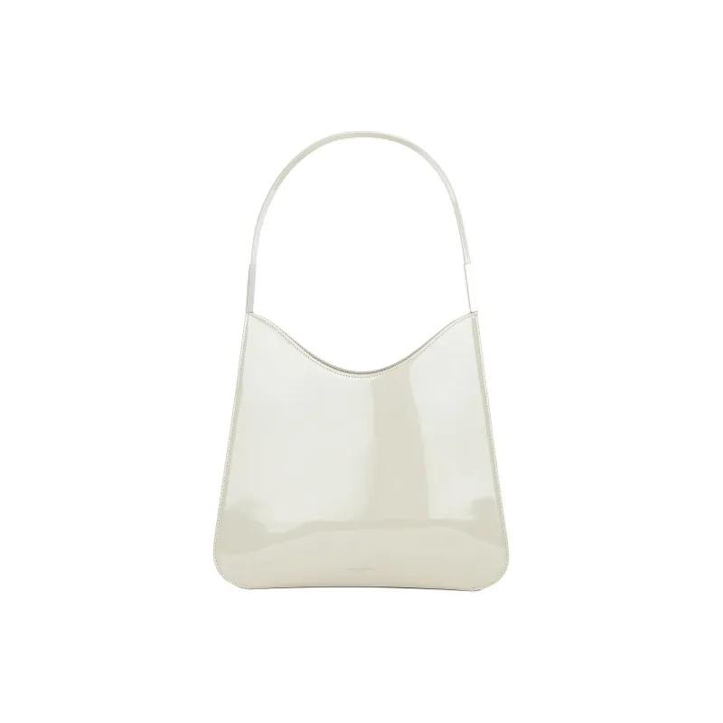 SAINT LAURENT Patent Leather Hobo Shoulder Bag Women's Bright Gray-0