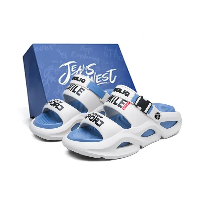 JEANSWEST Beach Sandals Unisex Black/White-25