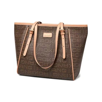 AOKANG PVC Shoulder Bag, Shopping Bag, Tote Bag, Shoulder Bag Large Size Women's Coffee/Ecru