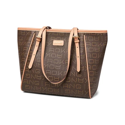AOKANG PVC Shoulder Bag, Shopping Bag, Tote Bag, Shoulder Bag Large Size Women's Coffee/Ecru