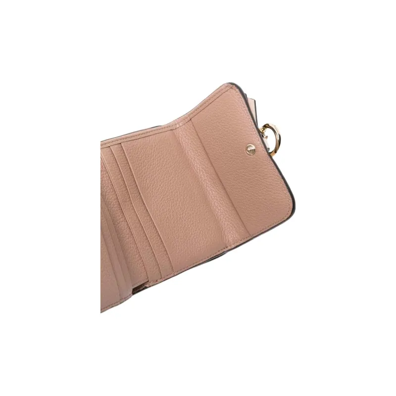 Chloe Alphabet Calfskin Wallet Trumpets Women's Brown & Beige-2