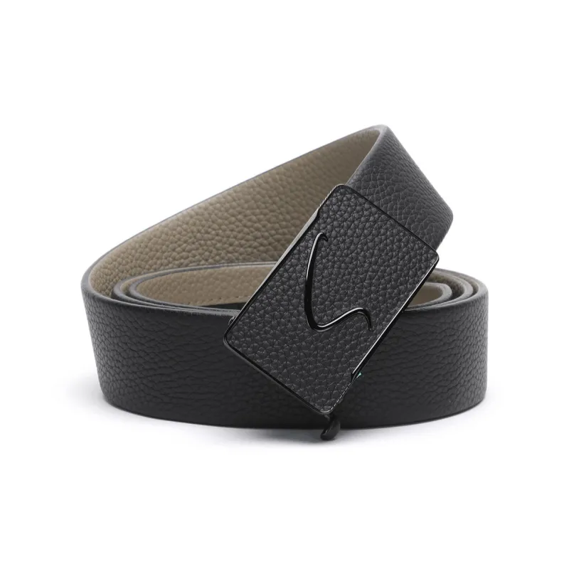 Satchi Cow Leather Belts Men's Black/Khaki Width 3.4cm-0