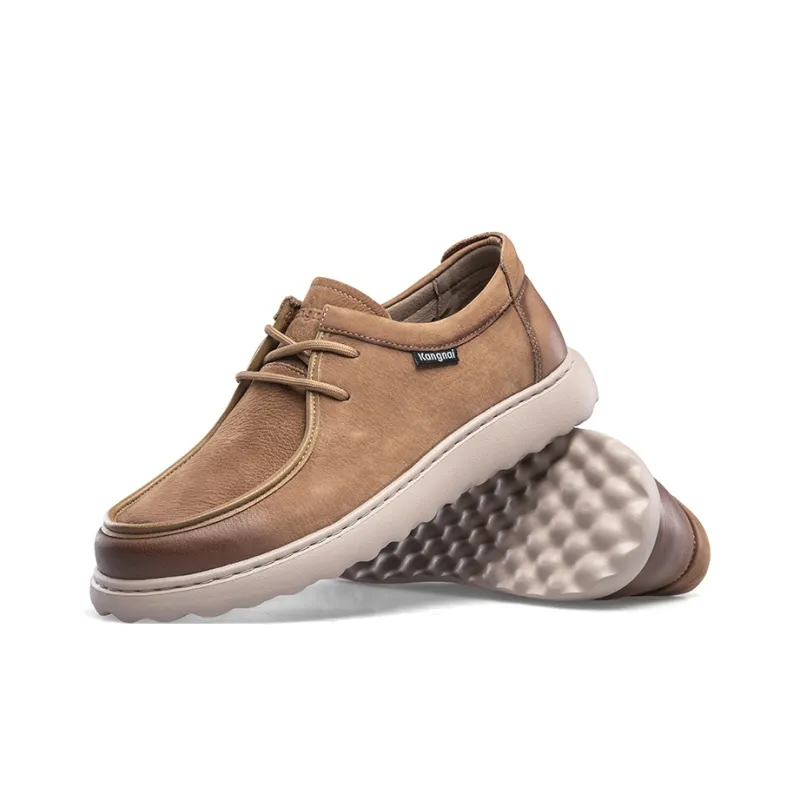 KANGNAI Men's Casual Shoes Men Low Top Brown-9