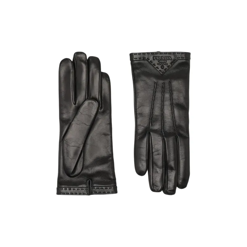 PRADA Leather Gloves Women's Black-0