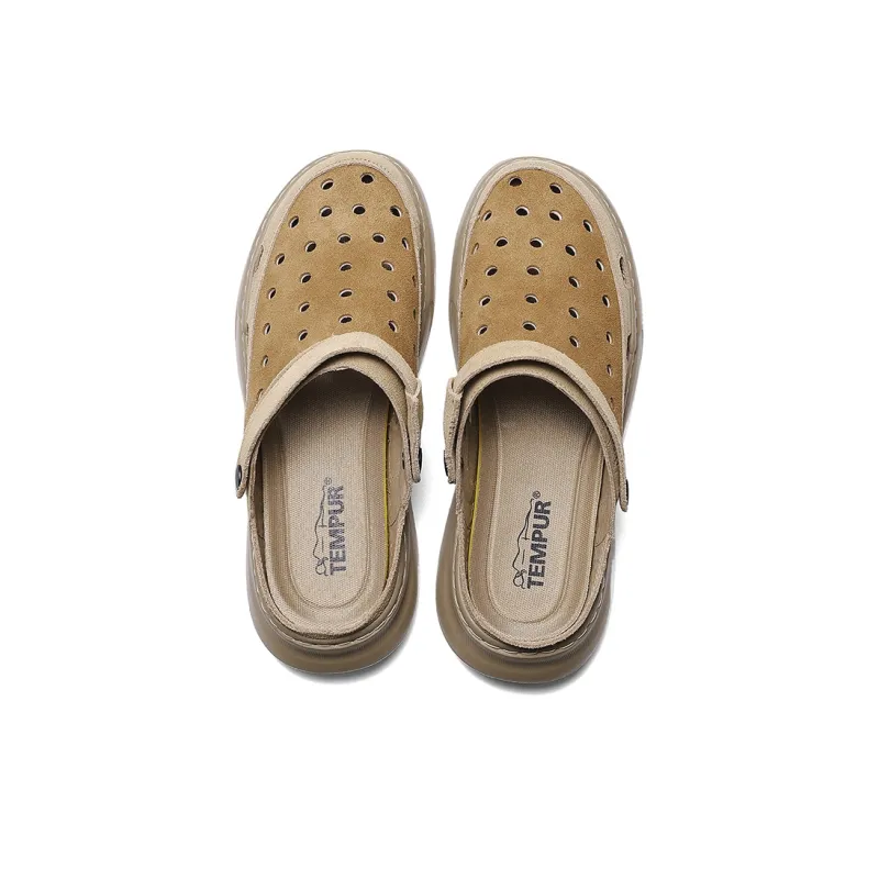 TEMPUR Rubber Sole Slip Resistant Closed Toe Slippers Men's Wheat Ear Brown-2