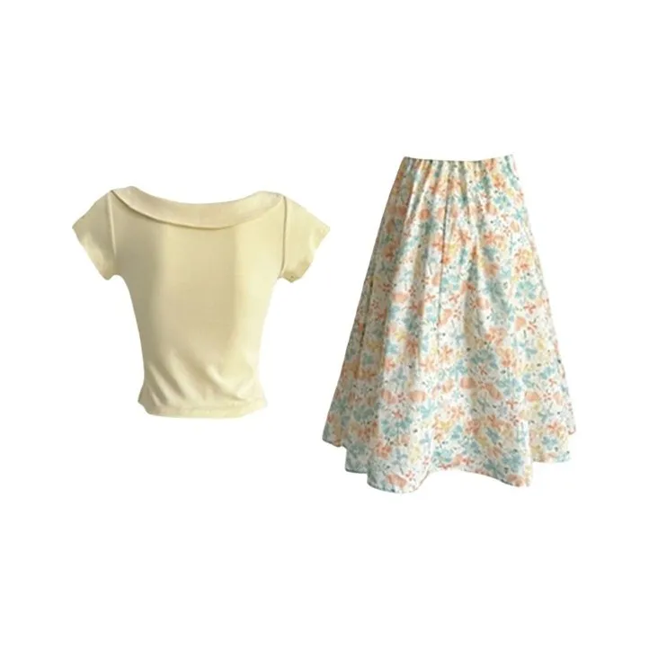 TIBINB Two Piece Skirt Sets Women's-1