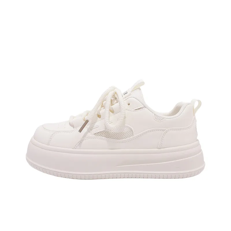 MKTKM Abrasion Resistant Low Top Skateboard Shoes Women's Beige-0