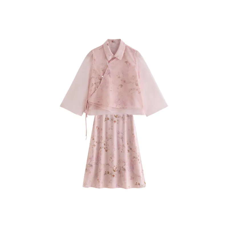 Inman Two Piece Skirt Sets Women's Pink Purple-0