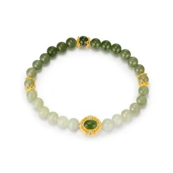 SINO GEM Hetian Jade Bracelets Pale Greenish White Jade Women's