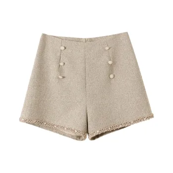 SHUXI Casual Shorts Women's Almond Cream