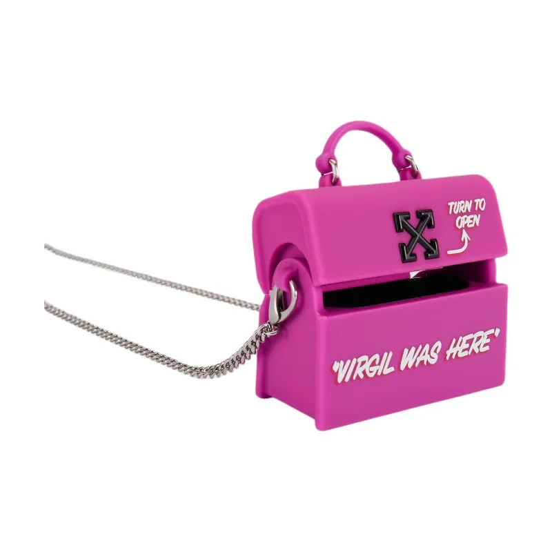 OFF-WHITE Silicone AirPods Pro Case Portable Crossbody Bag Shoulder Bag Earphone Case Women's Purple-3