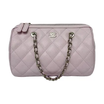 CHANEL Litchi Grain Cow Leather Shoulder Bag, Crossbody Bag, Handbag Trumpets Women's Pink