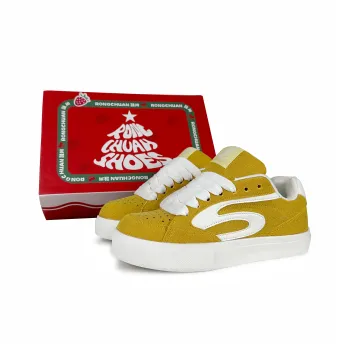 Rongchuan Slip Resistant, Abrasion Resistant, Lightweight Low Top Skateboard Shoes Unisex Electric Glow Yellow
