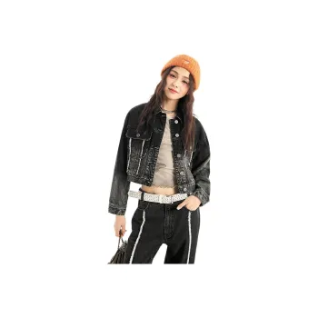 LEDIN Denim Jackets Women's Dark Gray