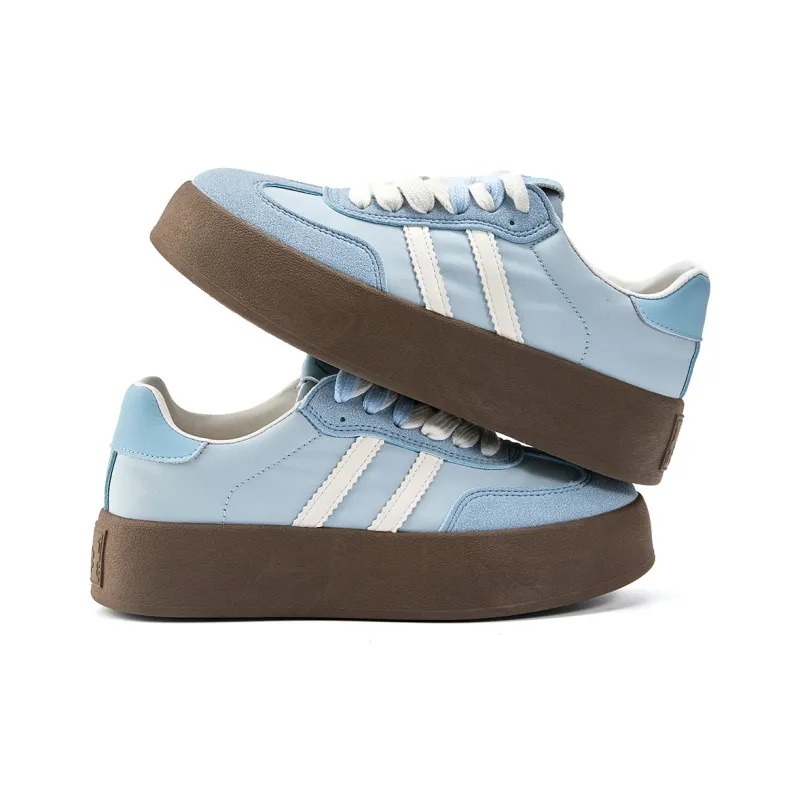 La Chapelle Anti Slip Wear Resistant Low Top Skateboard Shoes Women's Light Blue-4