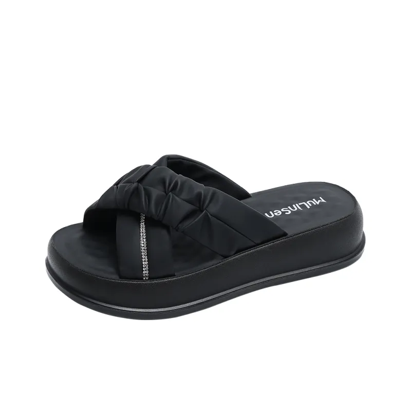 Mulinsen PU Polyurethane Stitching Abrasion Resistant Slide Slippers Women's-5
