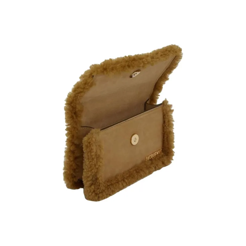 Jacquemus Plush Trim Shoulder Bag Women's Khaki-4