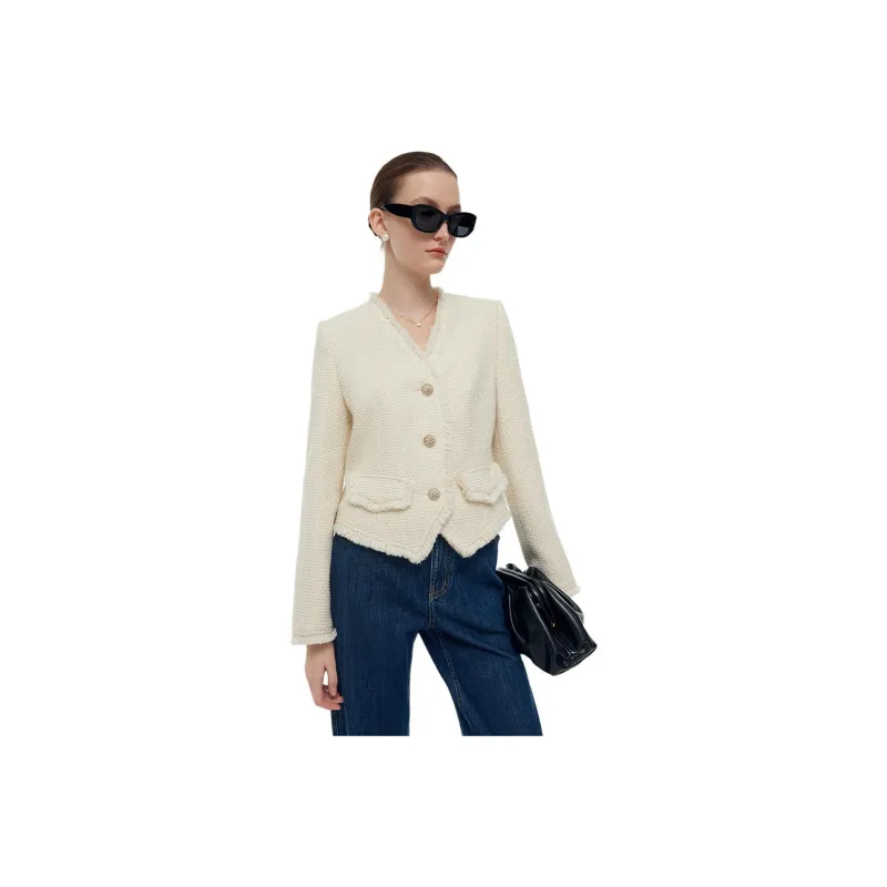 GOELIA Cropped Coats Women's 07W Beige-0