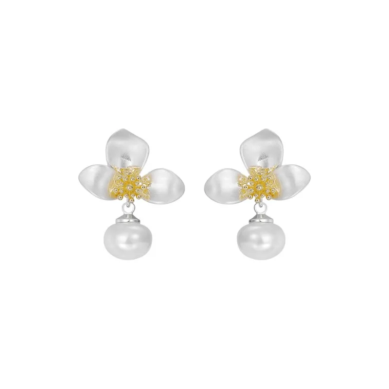 SHINE S925 Silver, Copper, Shell Pearl Earrings Women's-0