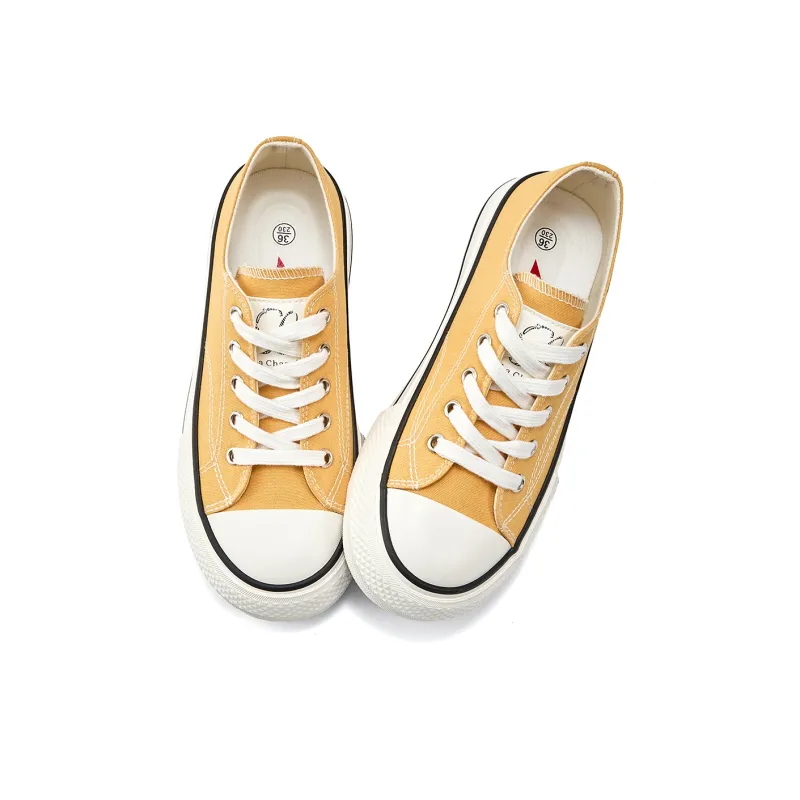 La Chapelle Wear resistant And Lightweight Low Top Canvas Shoes Women's Yellow-2