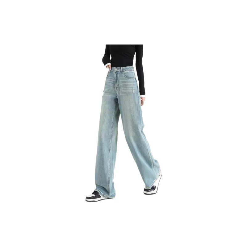 FAWENXIANGZI Jeans Women's Light Blue-0