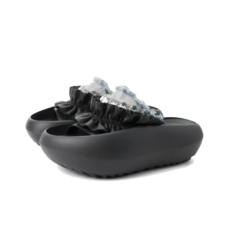 NUTTINESS Abrasion Resistant Cushioning Slide Slippers Women's Black-1