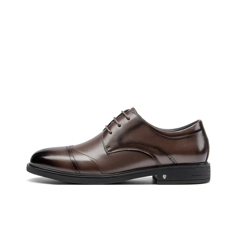 HARSON Dress Shoes Men Low Top Brown-0