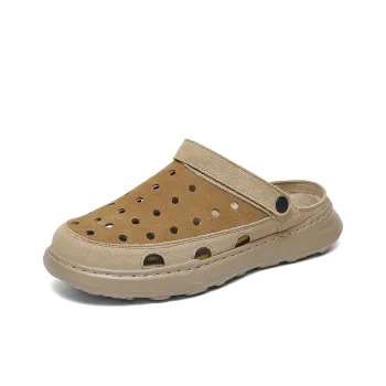 TEMPUR Rubber Sole Slip Resistant Closed Toe Slippers Men's Wheat Grain Brown
