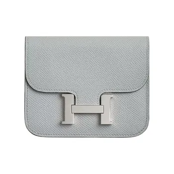 HERMES Constance Slim Epsom Calfskin Wallet Women's 8U Bleu Glacier Blue