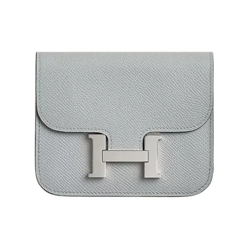 HERMES Constance Slim Epsom Calfskin Wallet Women's 8U Bleu Glacier Blue