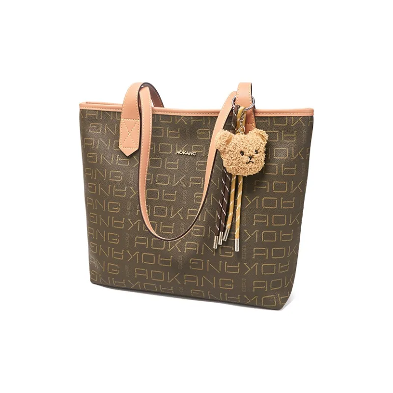 AOKANG PVC With Synthetic Leather Tote Bag, Shopping Bag, Shoulder Bag Tubas Women's Coffee/Ecru-0