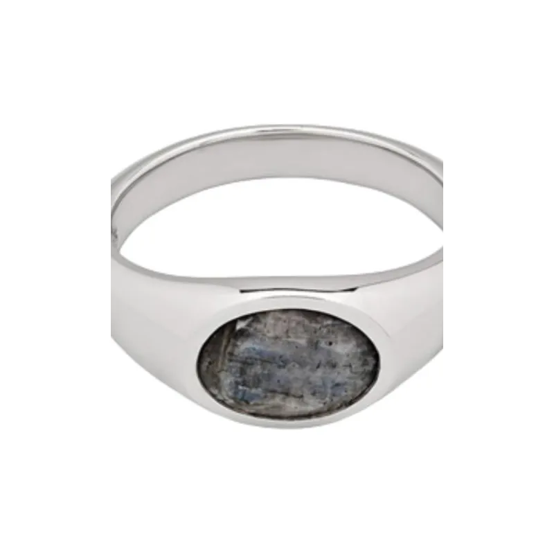 TOM WOOD Joe Recycled Silver Larvikite Ring-2