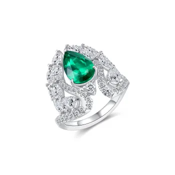 FUNNXI Synthetic Emerald Rings Women's Green