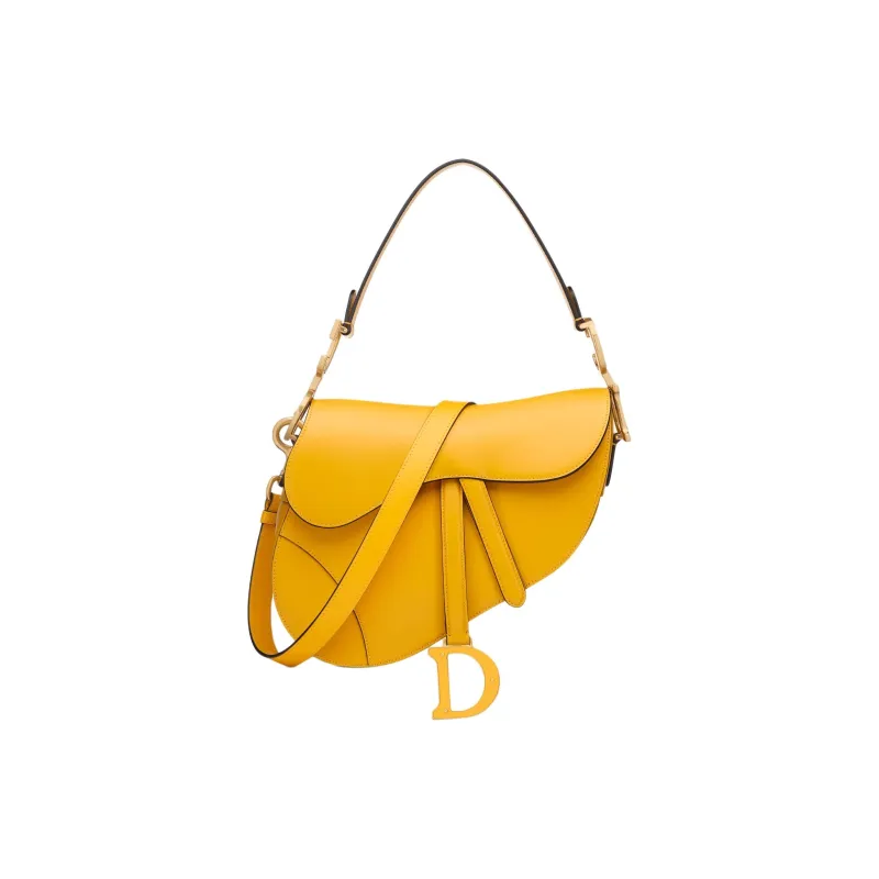 DIOR Smooth Calf Leather One Shoulder Handbag Women's Sunshine Yellow-0