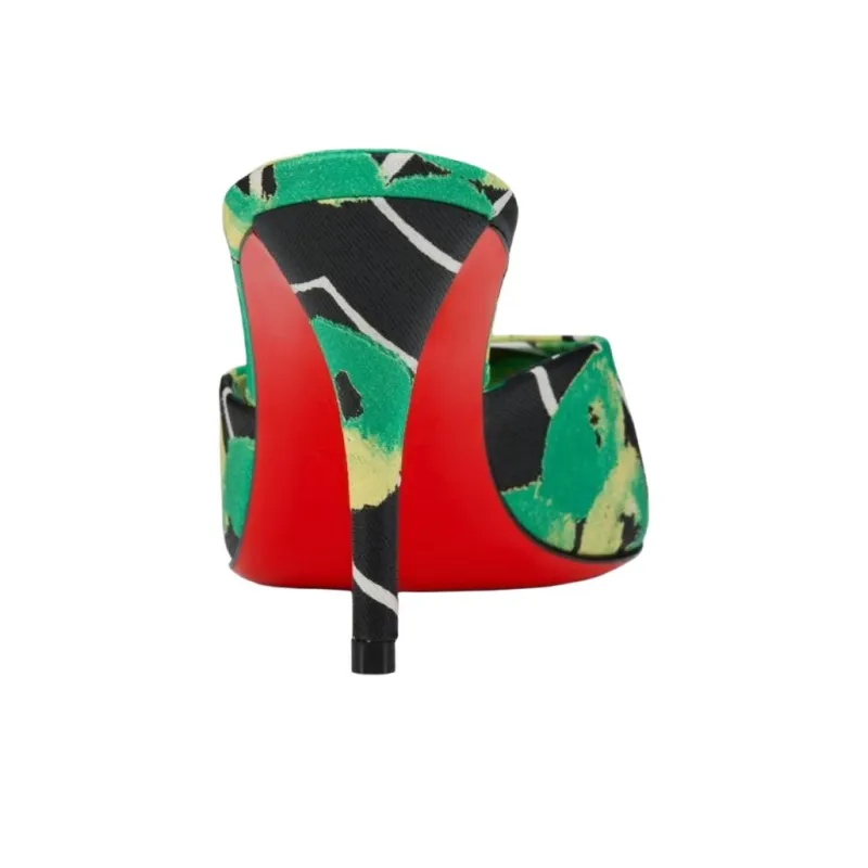 CL Slide Slippers 8cm Women's Green-3