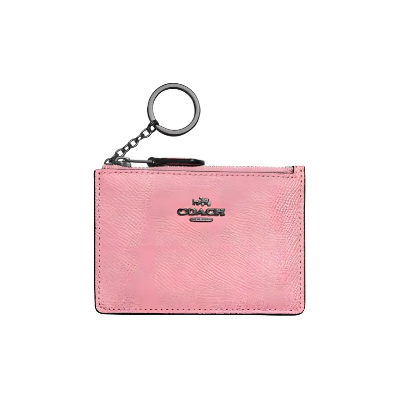 COACH Mini Id Skinny Leather Card Holder Mini Women's Pink-0