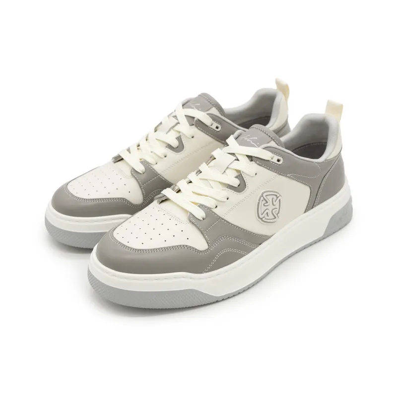 Satchi Breathable, Moisture Wicking, Height Increasing, Abrasion Resistant Low Top Skateboard Shoes Men's White Gray-3